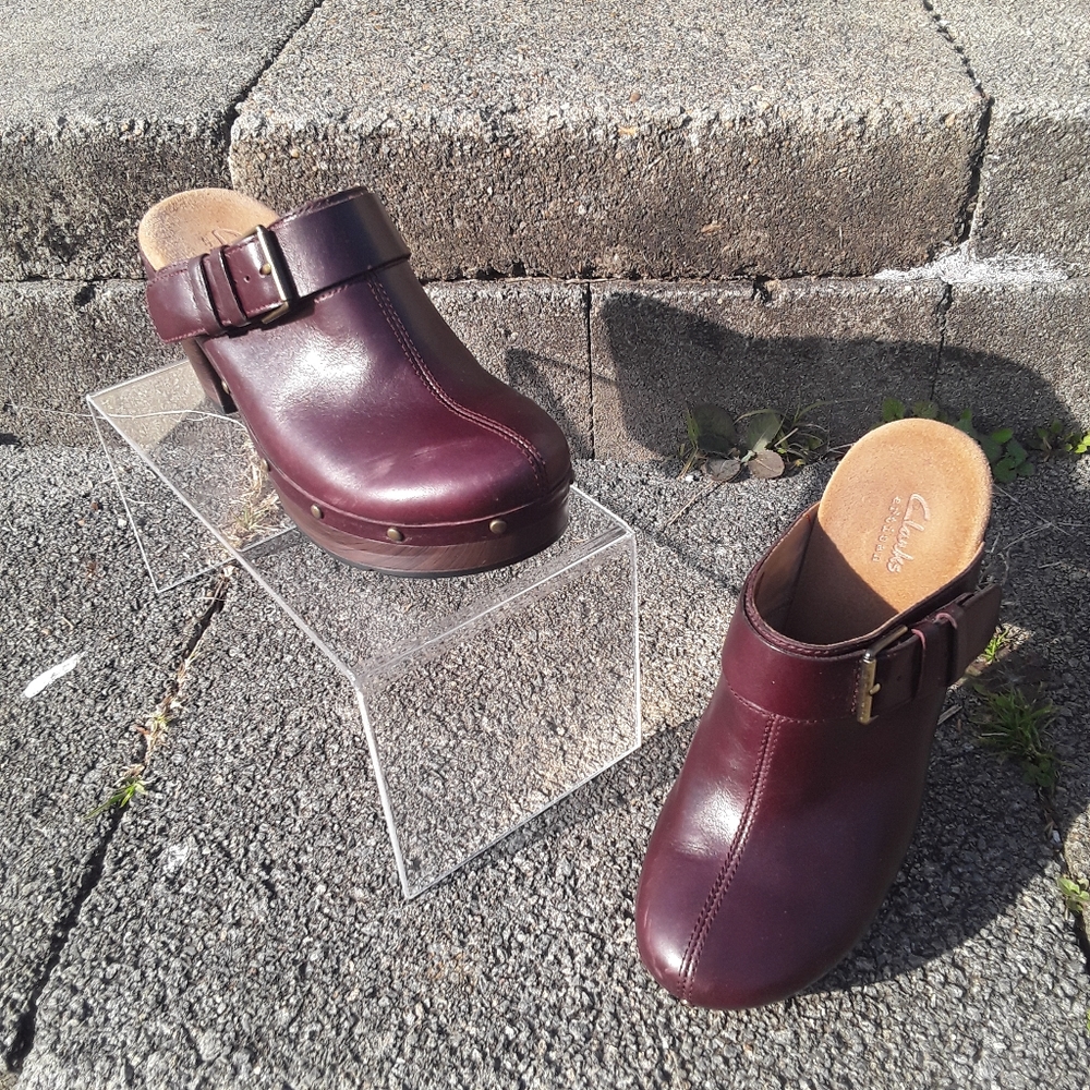 Clarks Artisan Ledella York Burgundy Mules 7 M